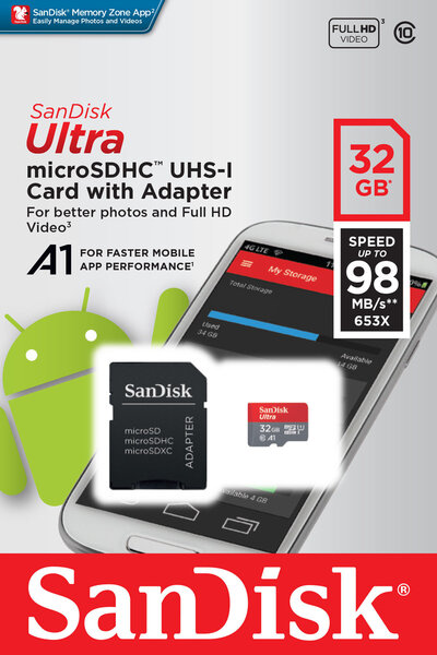 MEMORY MICRO SDHC 32GB UHS-I/W/A SDSQUAR-032G-GN6MA SANDISK