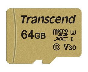 MEMORY MICRO SDXC 64GB W/ADAPT/UHS-I TS64GUSD500S TRANSCEND hinta ja tiedot | Transcend Matkapuhelimet ja tarvikkeet | hobbyhall.fi