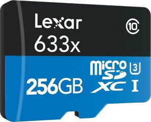 Lexar High-Performance 633x UHS-I micro SDXC, 256 GB, Class 10, U3, V30, A1, 45 MB hinta ja tiedot | Puhelimen muistikortit | hobbyhall.fi
