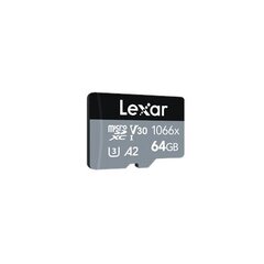 Lexar Professional 1066x UHS-I MicroSDXC, 64 GB, Flash memory class 10, Black hinta ja tiedot | Lexar Puhelimet, älylaitteet ja kamerat | hobbyhall.fi