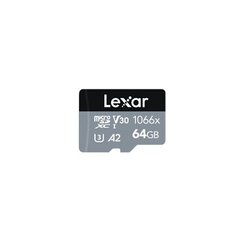 Lexar Professional 1066x UHS-I MicroSDXC, 64 GB, Flash memory class 10, Black hinta ja tiedot | Puhelimen muistikortit | hobbyhall.fi