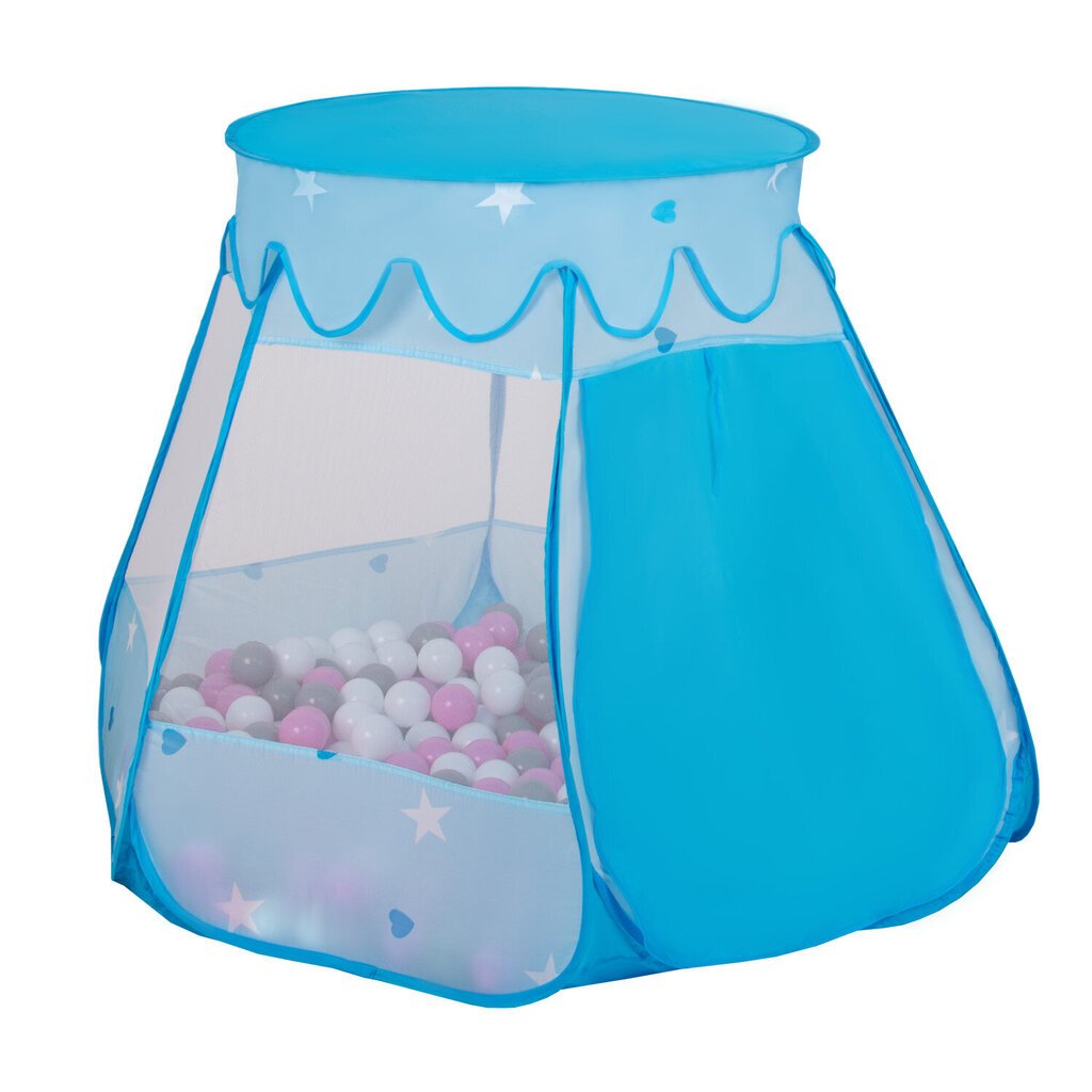 Selonis leikkiteltta 105x90cm/200 pallot linna talo pop up pallokoppa muovipallot lapsille, sininen:babyblue-blue-pearl hinta ja tiedot | Vauvan lelut | hobbyhall.fi