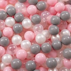 Selonis leikkiteltta 105x90cm/300 pallot linna talo pop up pallokoppa muovipalloja lapsille, vaaleanpunainen:pearl-grey-transparent-powder vaaleanpunainen hinta ja tiedot | Vauvan lelut | hobbyhall.fi