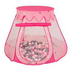 Selonis leikkiteltta 105x90cm/300 pallot linna talo pop up pallokoppa muovipalloja lapsille, vaaleanpunainen:pearl-grey-transparent-powder vaaleanpunainen hinta ja tiedot | Vauvan lelut | hobbyhall.fi