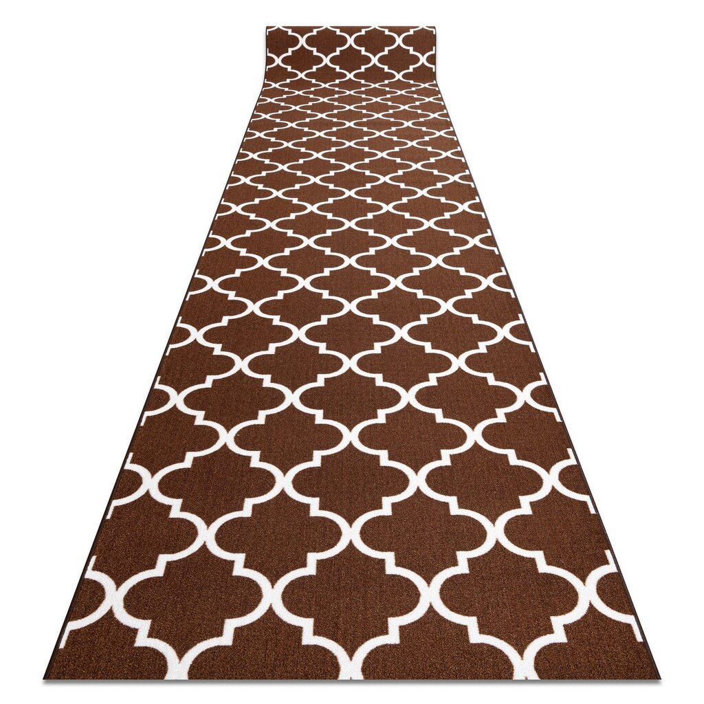Kumipohjainen matto 100 cm Marokkolainen apila ruskea TRELLIS 30351 hinta ja tiedot | Isot matot | hobbyhall.fi
