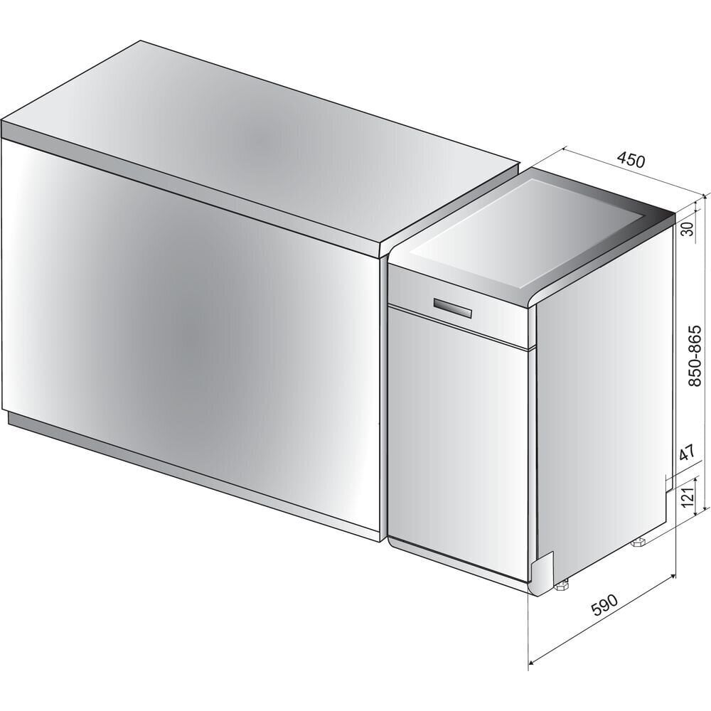 Astianpesukone Indesit DSFO3T224CS, 45 cm 10 astiastoa, hopea hinta ja tiedot | Astianpesukoneet | hobbyhall.fi