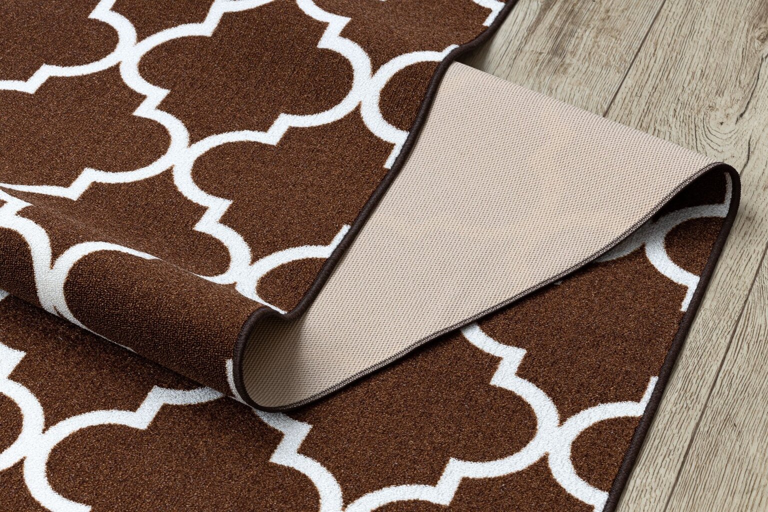 Kumipohjainen matto 110 cm Marokkolainen apila ruskea TRELLIS 30351 hinta ja tiedot | Isot matot | hobbyhall.fi