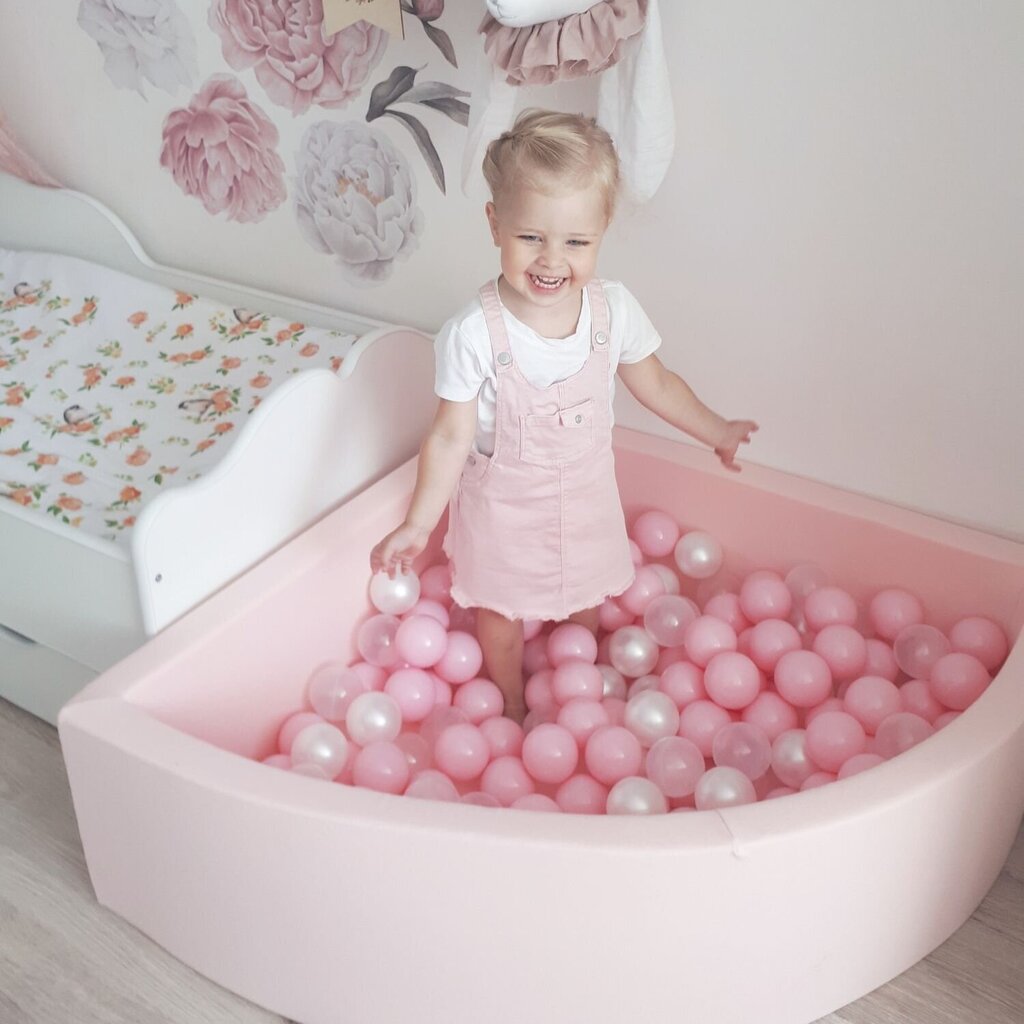 KiddyMoon pallomeri, 90x30cm, 300 palloa, ∅ 7cm,, vaaleanpunainen/valkoinen/harmaa/puuterinpinkki hinta ja tiedot | Vauvan lelut | hobbyhall.fi
