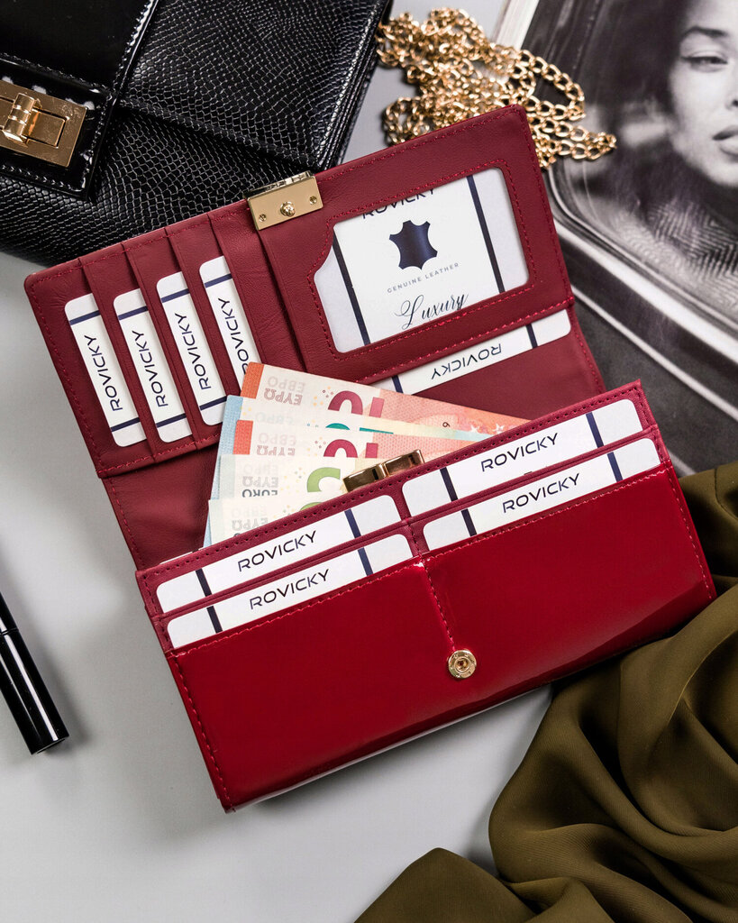 Naisten lompakko aitoa nahkaa Rovicky, punainen hinta ja tiedot | Naisten lompakot | hobbyhall.fi