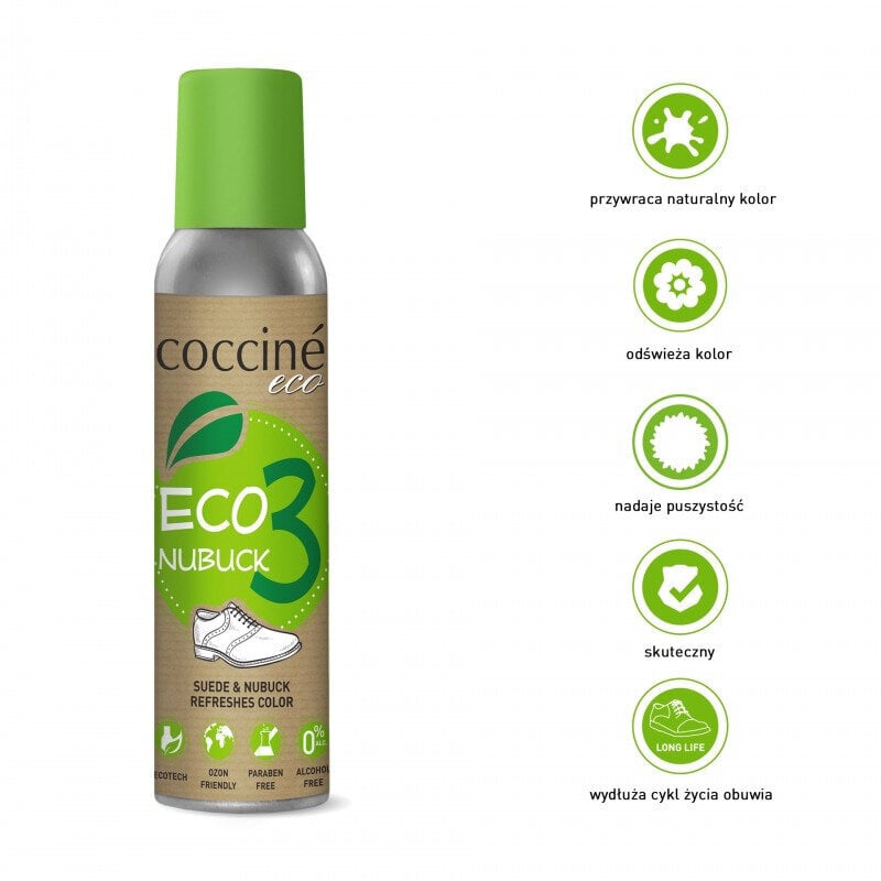 Mokanhoitosuihke (musta) - Coccine Eco Nubuk 3 (black), 200 ml hinta ja tiedot | Vaatteiden ja jalkineiden hoito | hobbyhall.fi