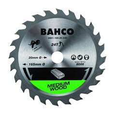 Pyörösahanterä Bahco 165x20mm 24H 18°, (10/16mm adapterit), akkutyökalulle, puulle hinta ja tiedot | Käsityökalut | hobbyhall.fi