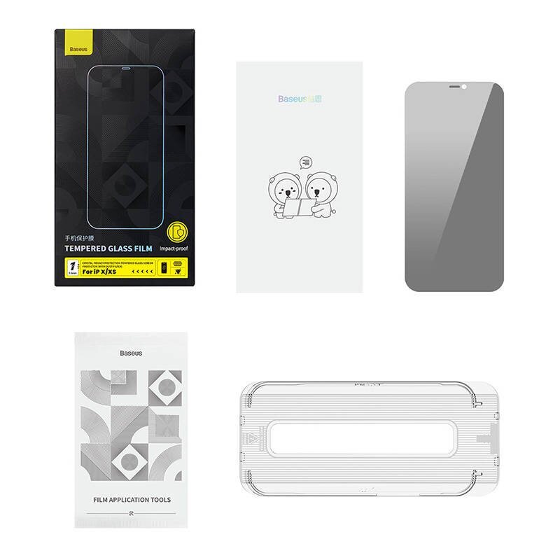 Baseus Crystal Privacy Protection Tempered Glass 0.3mm for iPhone X|XS hinta ja tiedot | Näytönsuojakalvot ja -lasit | hobbyhall.fi