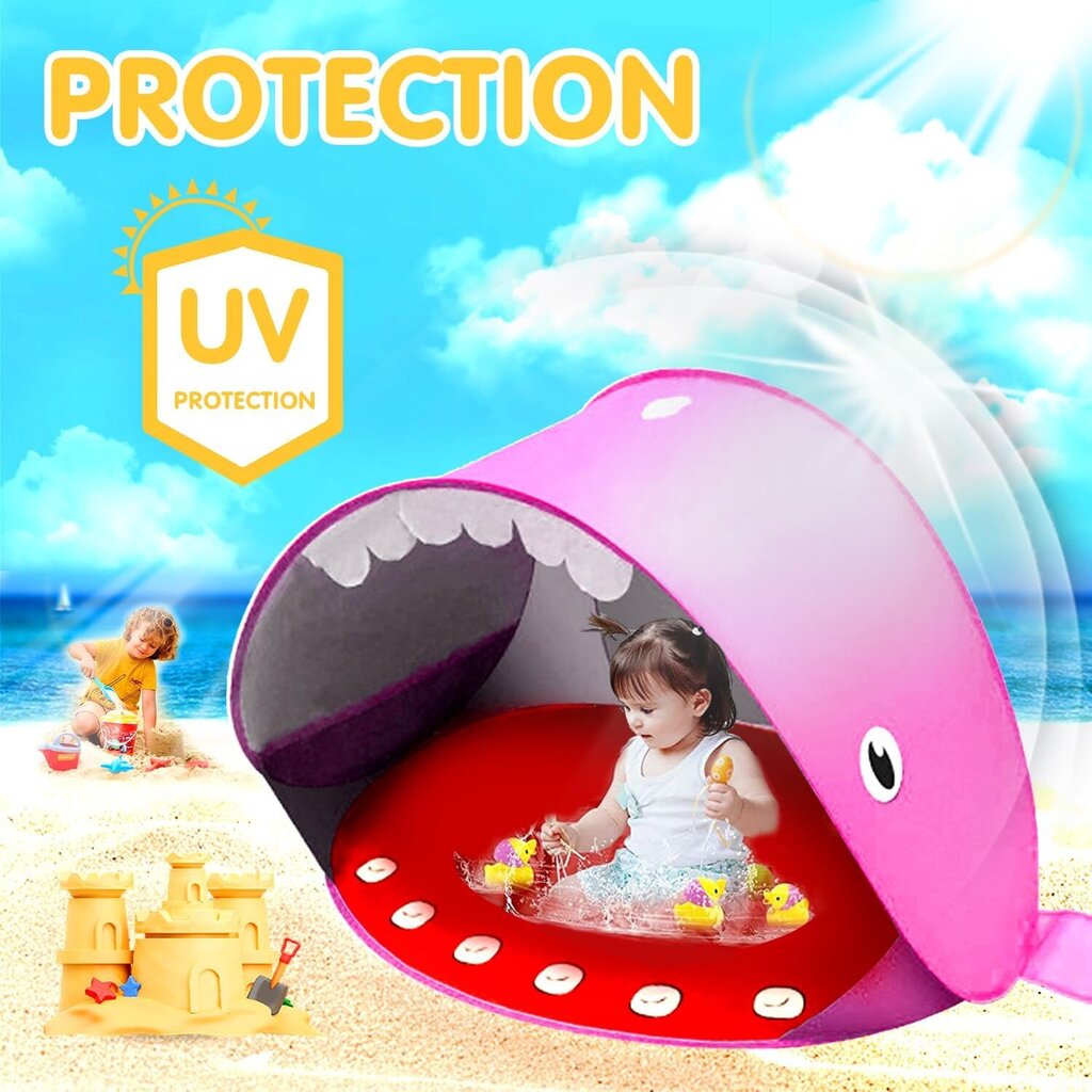Meishang UV-suoja lasten rantateltta, 110x80x70cm, vaaleanpunainen hinta ja tiedot | Teltat | hobbyhall.fi