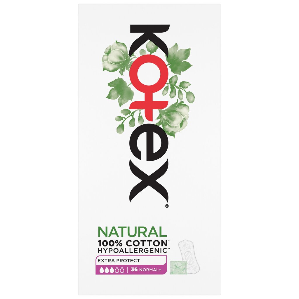 Kotex Natural Daily. Pads Extra Protect, 36 kpl, 8 paketin sarja hinta ja tiedot | Tamponit ja terveyssiteet | hobbyhall.fi