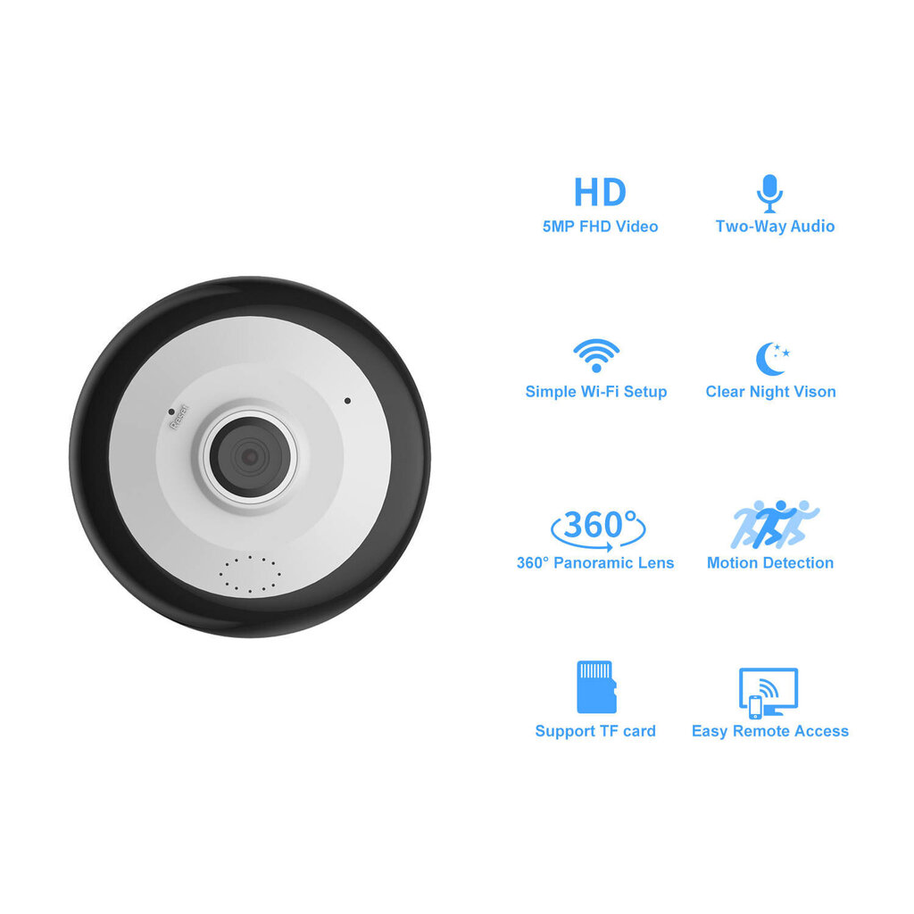 Wifi-videovalvontakamera 360* (kalansilmä) hinta ja tiedot | Valvontakamerat | hobbyhall.fi
