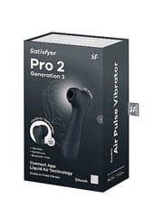 Satisfyer Pro 2 Generation 3 Liquid Air -klitoriskiihotin, musta hinta ja tiedot | Vibraattorit | hobbyhall.fi