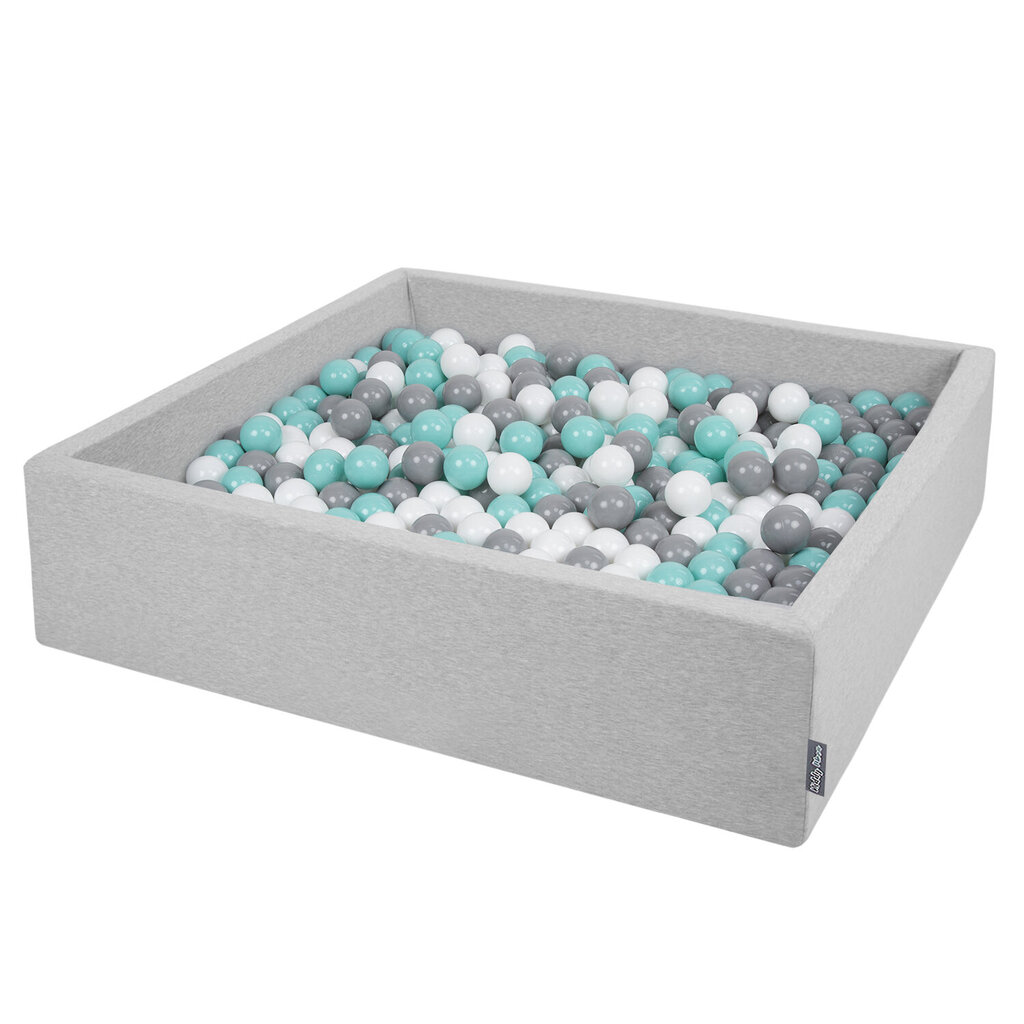 KiddyMoon pehmeä pallomeri neliö 120x30cm/1000 palloa ∅ 7cm , vaaleanharmaa: valkoinen-harmaa-vaale hinta ja tiedot | Vauvan lelut | hobbyhall.fi