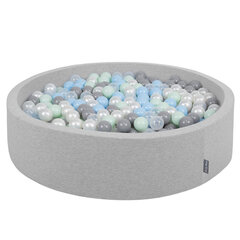 KiddyMoon pehmeä pallomeri pyöreä 120x30cm/600 pallot ∅ 7cm / 2.75in lapsille, vaaleanharmaa:pearl-grey-transparent hinta ja tiedot | Vauvan lelut | hobbyhall.fi