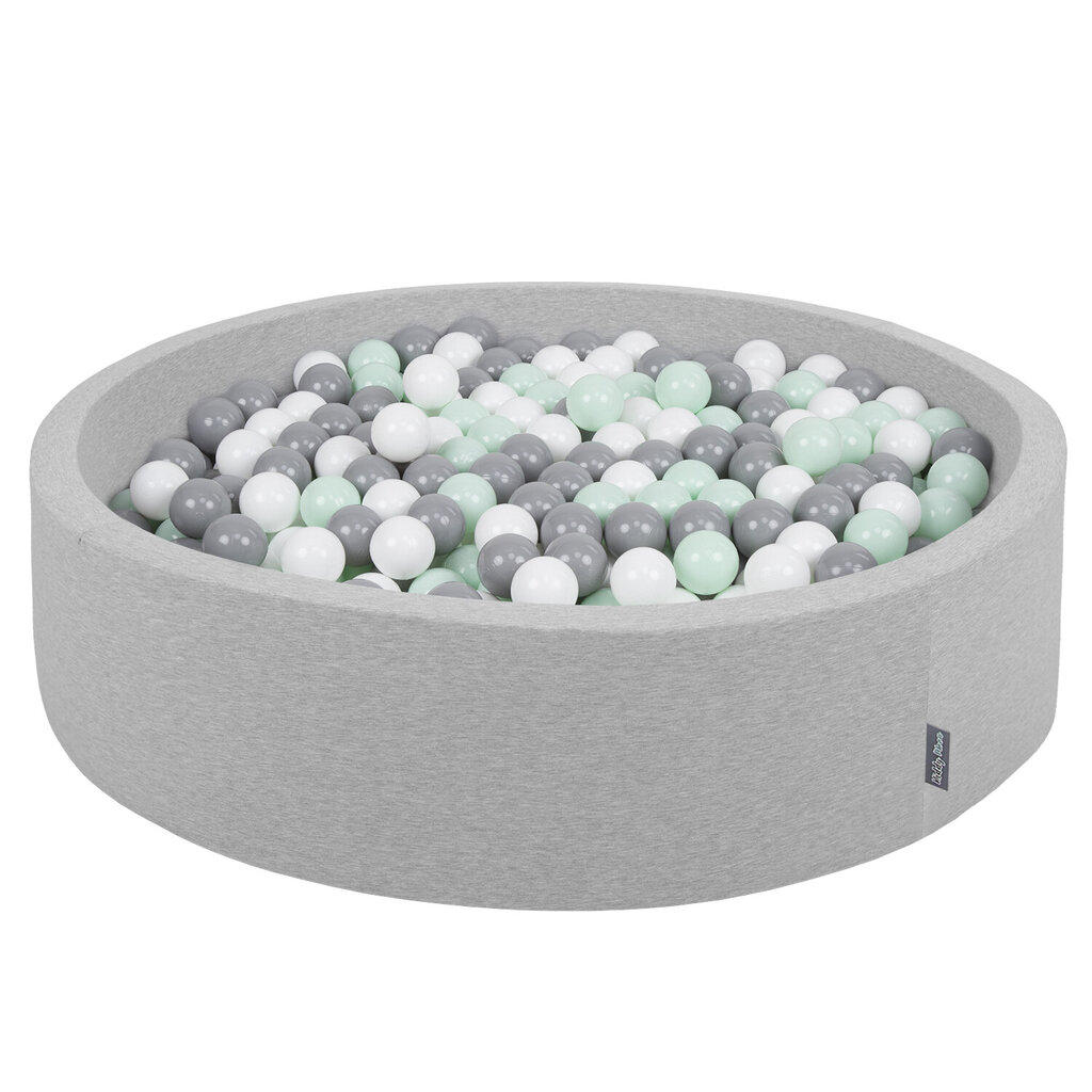 KiddyMoon pehmeä pallomeri pyöreä 120x30cm/600 pallot ∅ 7cm / 2.75in lapsille, vaaleanharmaa: valkoinen-harmaa-minttu hinta ja tiedot | Vauvan lelut | hobbyhall.fi