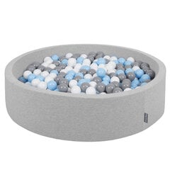 KiddyMoon pehmeä pallomeri pyöreä 120x30cm/600 pallot ∅ 7cm vaaleanharmaa: harmaa-valkoinen- sinin hinta ja tiedot | Vauvan lelut | hobbyhall.fi