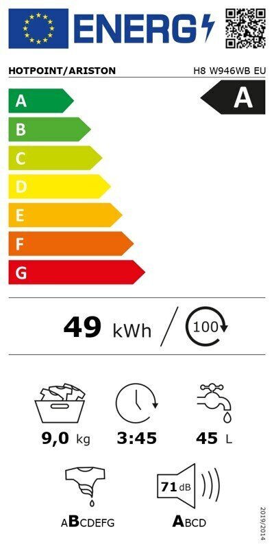 Hotpoint H8 W946WB EU pyykinpesukone hinta ja tiedot | Pyykinpesukoneet | hobbyhall.fi