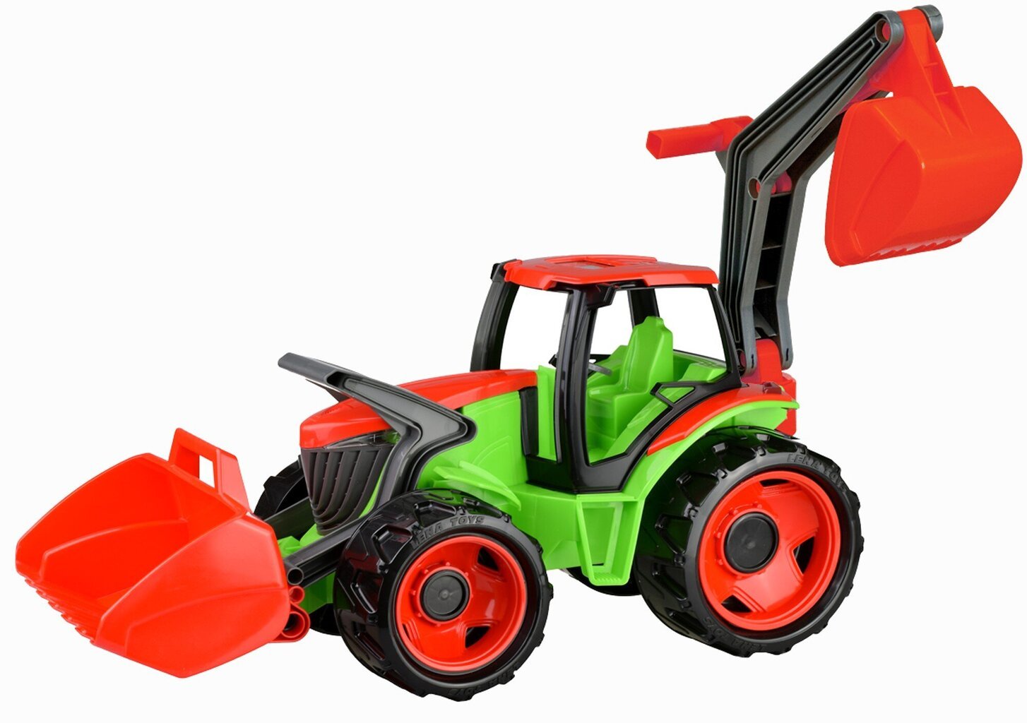 Lena Traktori-kaivinkone lelu, (vihreän / punaisen värinen), 65 cm hinta ja tiedot | Poikien lelut | hobbyhall.fi