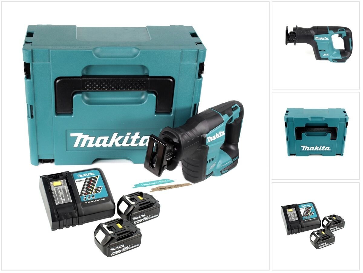 Makita DJR 188 RFJ Langaton saha 18 V Makpac + 2x 3,0 Ah akku + laturi hinta ja tiedot | Sahat ja sirkkelit | hobbyhall.fi