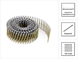 Prebena CNW25/45BKRI spiraalinaula-aihio rengasvarrella - 10800 kpl. hinta ja tiedot | Kiinnitystarvikkeet | hobbyhall.fi