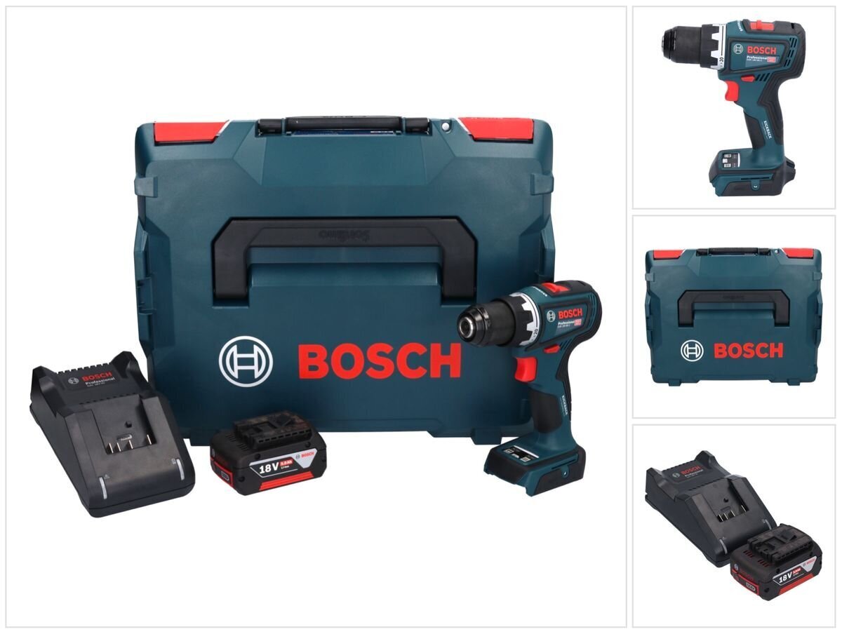 Bosch GSR 18V-90 C ammattikäyttöön tarkoitettu akkuporakone 18 V 64 Nm + 1x 5,0 Ah akku + laturi + L-Boxx hinta ja tiedot | Akkuporakoneet ja ruuvinvääntimet | hobbyhall.fi