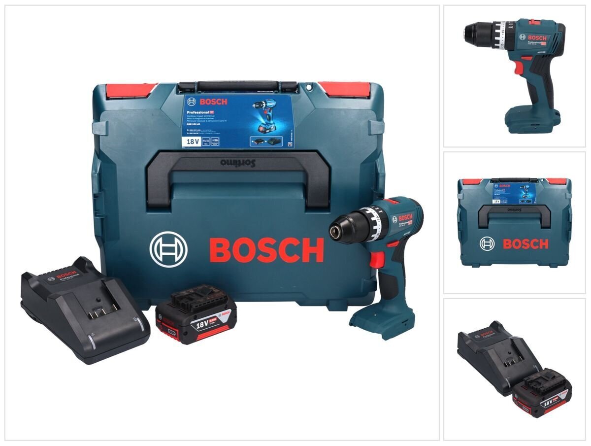 Bosch GSB 18V-45 akkuiskuporakone 18 V 45 Nm + 1x akku 5,0 Ah + L-Boxx - ilman laturia hinta ja tiedot | Akkuporakoneet ja ruuvinvääntimet | hobbyhall.fi