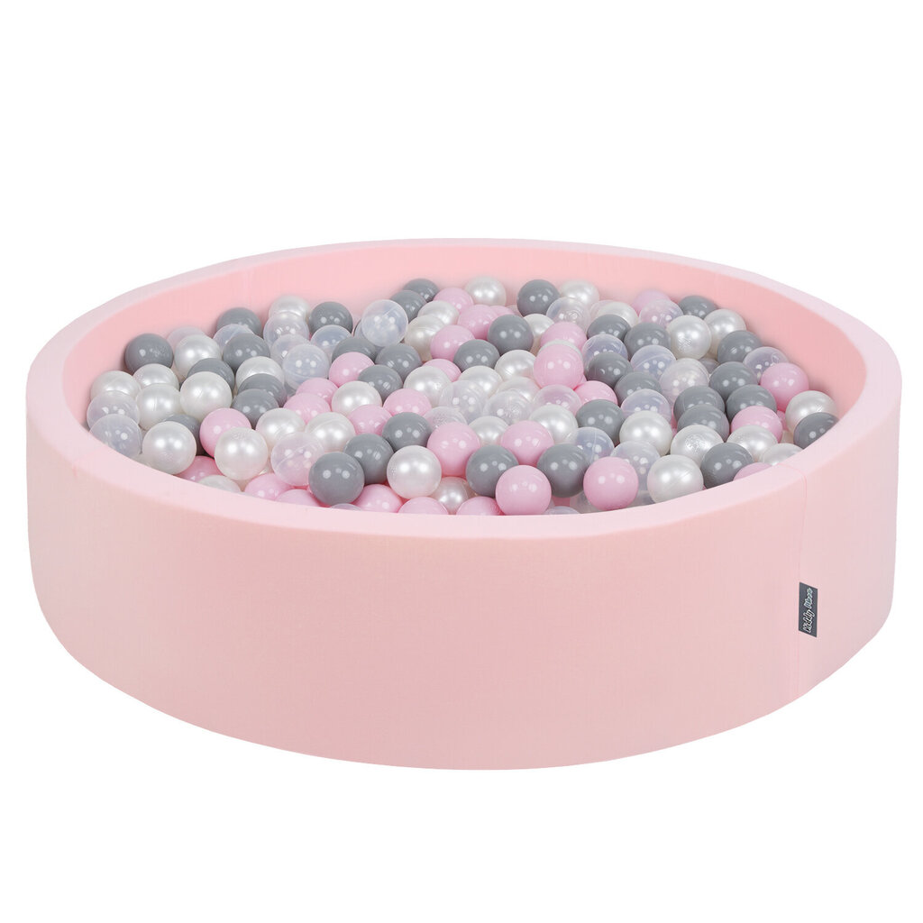 KiddyMoon pehmeä pallomeri pyöreä 120x30cm/200 pallot ∅ 7cm vaaleanpunainen:pearl-grey-transparent-powd hinta ja tiedot | Vauvan lelut | hobbyhall.fi