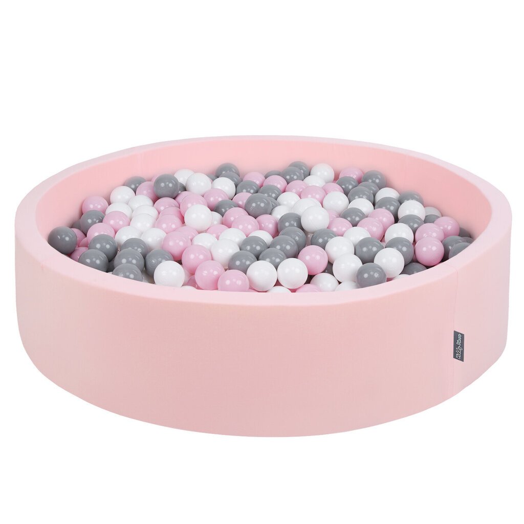 KiddyMoon pehmeä pallomeri pyöreä 120x30cm/300 pallot ∅ 7cm , vaaleanpunainen: valkoinen-harmaa-pulver hinta ja tiedot | Vauvan lelut | hobbyhall.fi