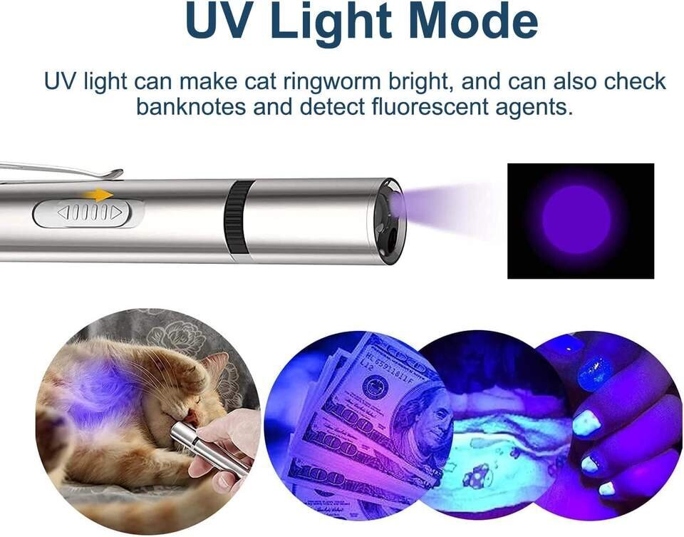 Interaktiivinen laserosoitin taskulampulla ja ultraviolettivalolla lemmikkieläimille 3 in 1LED Laser Pointer hinta ja tiedot | Kissan lelut | hobbyhall.fi