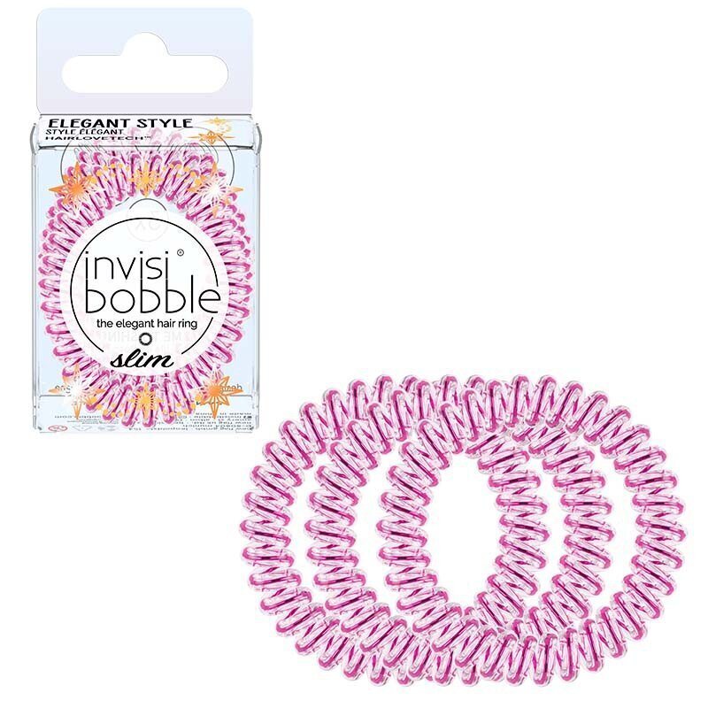 Invisibobble Slim Time to Shine La Vie en Rose hiuslenkit, 3 kpl hinta ja tiedot | Hiustarvikkeet | hobbyhall.fi