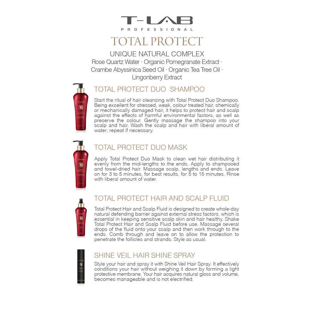 Shampoo värjätyille hiuksille T-LAB Professional Total Protect Duo Shampoo 300ml hinta ja tiedot | Shampoot | hobbyhall.fi