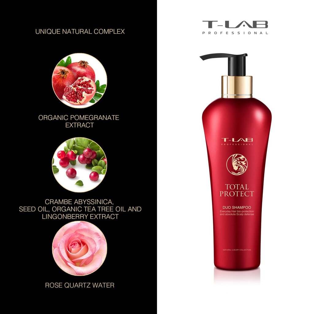 Shampoo värjätyille hiuksille T-LAB Professional Total Protect Duo Shampoo 300ml hinta ja tiedot | Shampoot | hobbyhall.fi