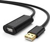 UGREEN USB 2.0 jatkojohto UGREEN US121, aktiivinen, 10m (musta) hinta ja tiedot | Puhelinkaapelit | hobbyhall.fi