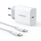 UGREEN UGREEN USB-C seinälaturi, 30W + USB-C kaapeli (valkoinen) hinta ja tiedot | Puhelimen laturit | hobbyhall.fi