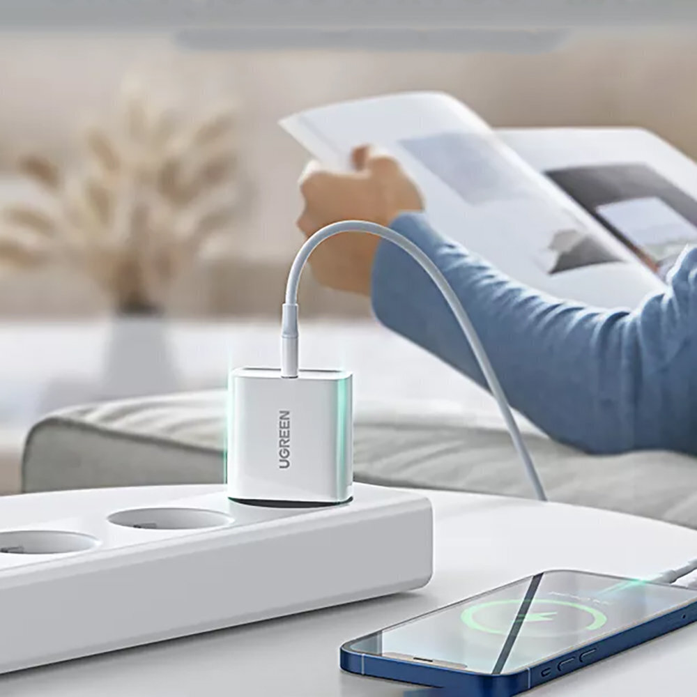 UGREEN UGREEN USB-C seinälaturi, 30W + USB-C kaapeli (valkoinen) hinta ja tiedot | Puhelimen laturit | hobbyhall.fi