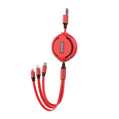 Dudao USB-kaapeli Dudao L8H 3in1 USB-C / Lightning / Micro 2.4A, 1.1m (punainen) hinta ja tiedot | Puhelinkaapelit | hobbyhall.fi