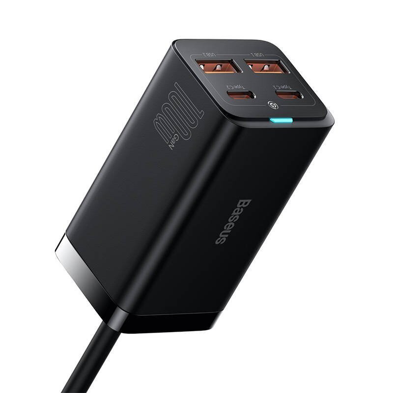 Baseus Baseus GaN3 Pro 2xUSB-C + 2xUSB seinälaturi, 100W (musta) hinta ja tiedot | Puhelimen laturit | hobbyhall.fi