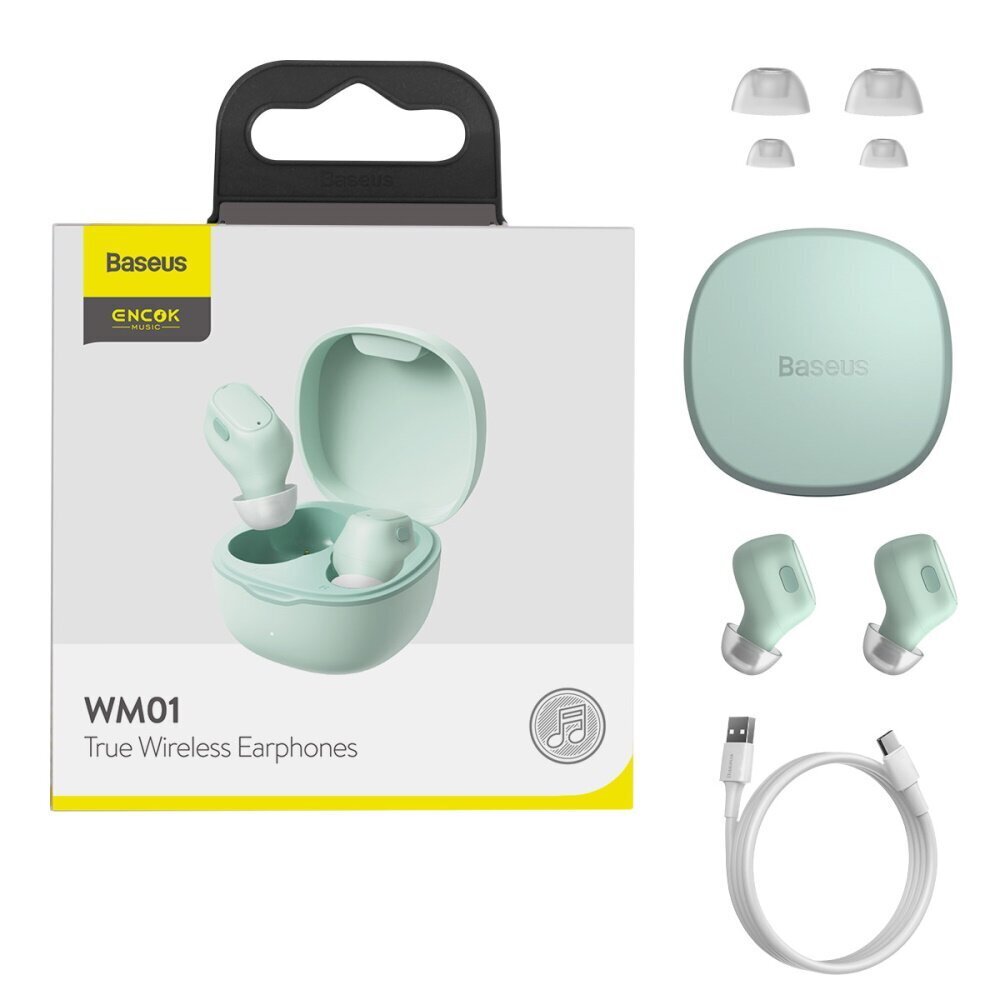 Baseus Baseus Encok True Wireless Earphones WM01 (vihreä) hinta ja tiedot | Kuulokkeet | hobbyhall.fi