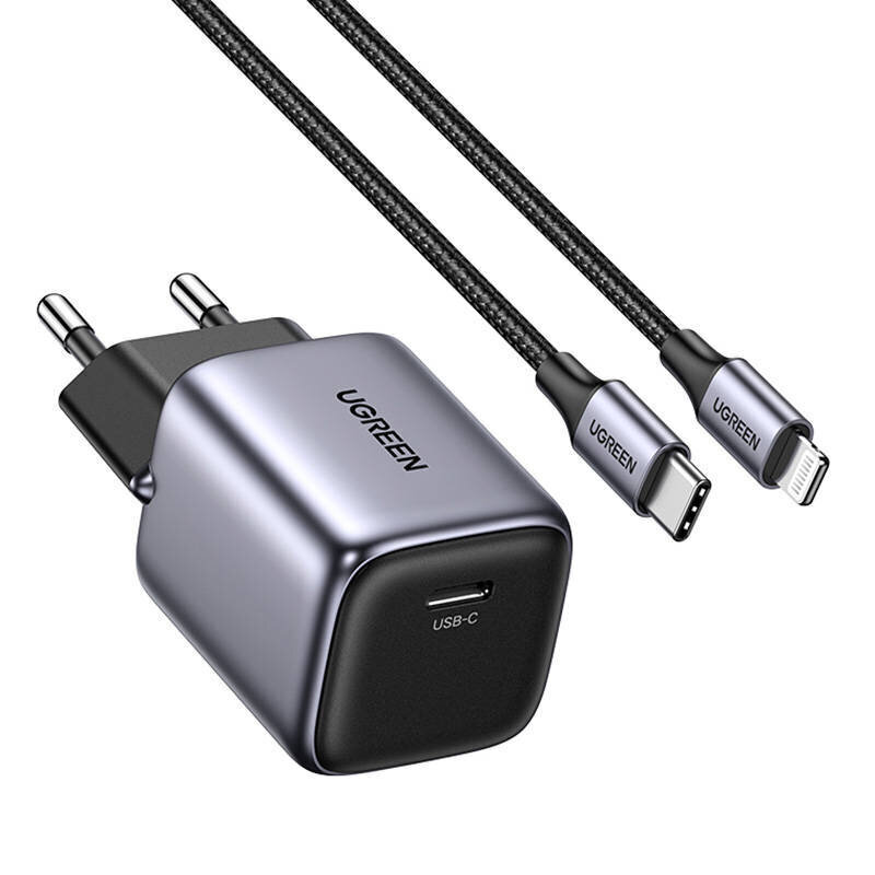 UGREEN UGREEN CD318 Nexode mini, USB-C, PD3.0, QC4.0, GaN, 20 W laturi (harmaa) hinta ja tiedot | Puhelimen laturit | hobbyhall.fi