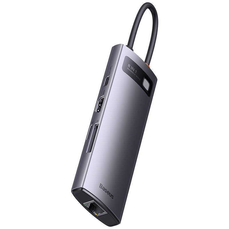 Baseus Baseus StarJoy Metal Glam Series 8-in-1 -keskitin, USB-C - HDMI + 3 x USB 3.0 + USB-C PD + RJ45 + SD/TF hinta ja tiedot | Adapterit | hobbyhall.fi