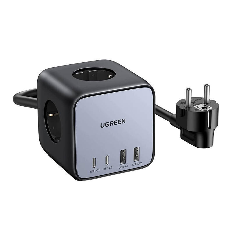 UGREEN Power Strip Cube EU UGREEN CD268, 65W, 1,8m (musta) hinta ja tiedot | Jatkojohdot ja kaapelikelat | hobbyhall.fi