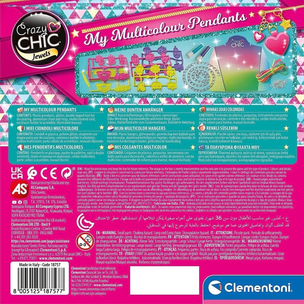 Clementoni Crazy Chic Multicolour Charms Luova korusetti hinta ja tiedot | Kehittävät lelut | hobbyhall.fi
