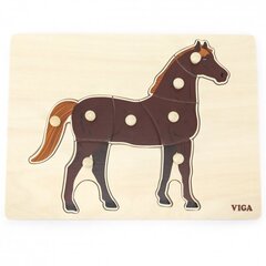 Montessori puinen palapeli lapsille - Horse Puzzle Viga hinta ja tiedot | Vauvan lelut | hobbyhall.fi