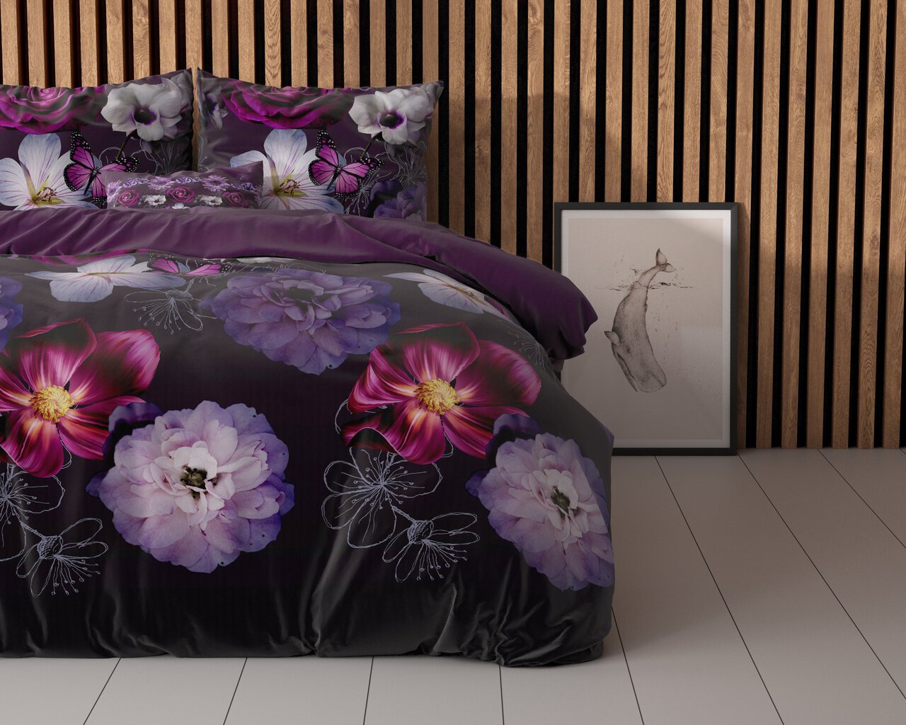 Vuodevaatteet setti "Magic Flower" 200 x 220 cm, puuvillasekoitus, violetti hinta ja tiedot | Pussilakanat | hobbyhall.fi