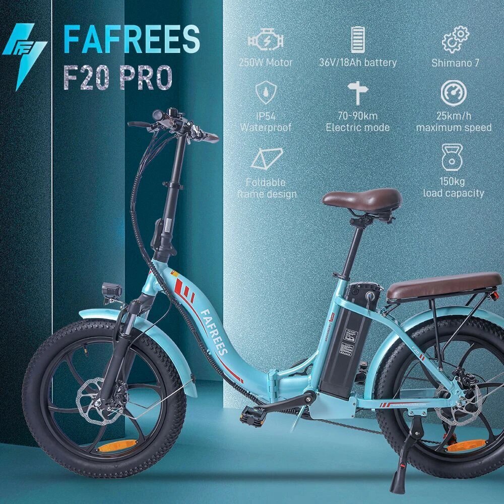 Sähköpyörä FAFREES F20 Pro, 20", vaaleansininen, 250W, 18Ah hinta ja tiedot | Sähköpyörät | hobbyhall.fi