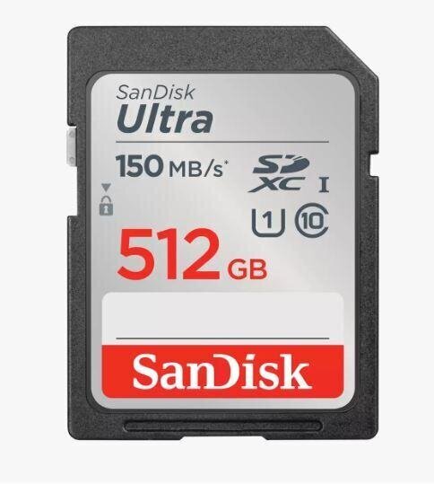 SanDisk SanDisk Ultra 512GB SDXC 150MB/s hinta ja tiedot | Puhelimen muistikortit | hobbyhall.fi